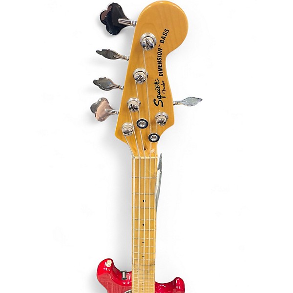 Used Squier Deluxe Dimension Bass V 5 String RED Electric Bass Guitar