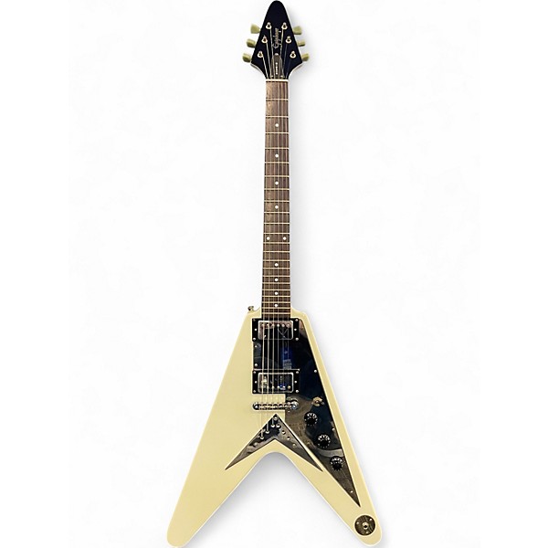 Used 2000 Epiphone Flying V Musician's Friend Special Edition White and Silver Solid Body Electric Guitar