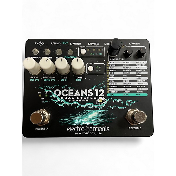 Used Electro-Harmonix OCEANS 12 REVERB Effect Pedal