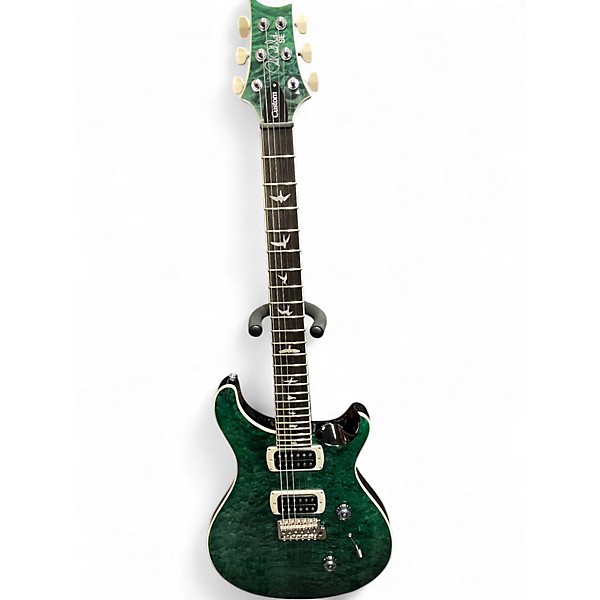 Used PRS SE Custom 24 Quilt Top Teal Black Solid Body Electric Guitar