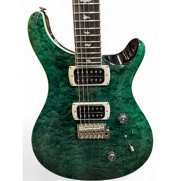 Used PRS SE Custom 24 Quilt Top Teal Black Solid Body Electric Guitar