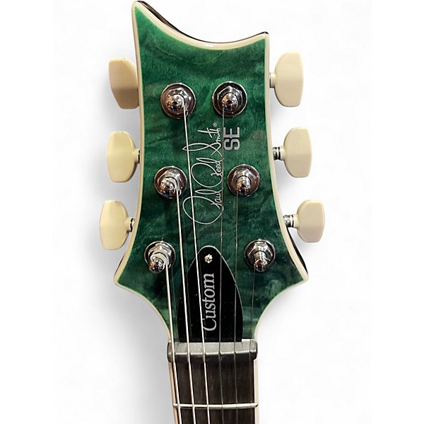 Used PRS SE Custom 24 Quilt Top Teal Black Solid Body Electric Guitar