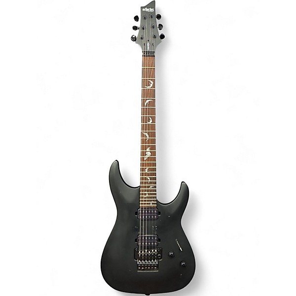 Used Schecter Guitar Research Damien Floyd Rose Satin Black Solid Body Electric Guitar