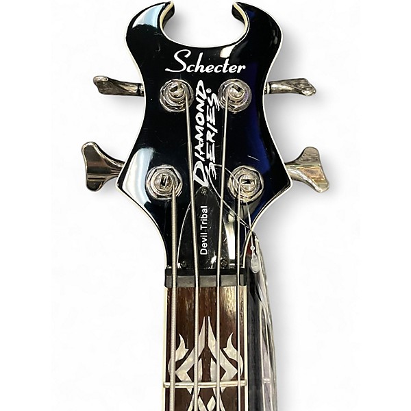 Used Schecter Guitar Research devil tribal Black Electric Bass Guitar