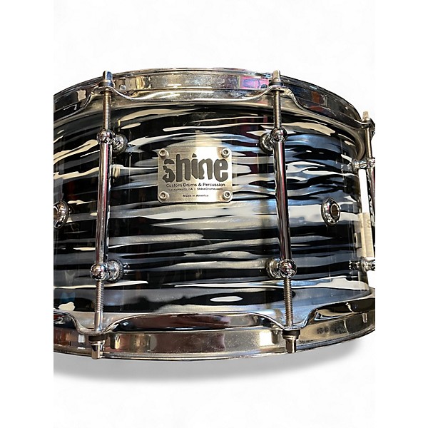 Used Shine Custom Drums & Percussion 13X7 MAPLE ZEBRA PATTERN Drum