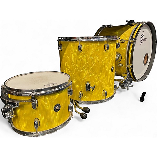 Used Gretsch Drums 3 Piece Catalina Club Yellow Satin Flame Drum Kit