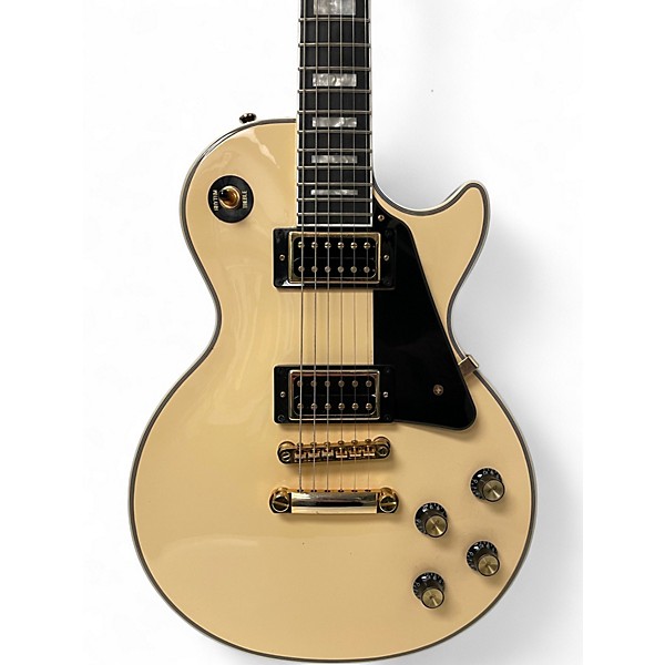 Used Epiphone Les Paul Custom Blackback Pro Antique Ivory Solid Body Electric Guitar