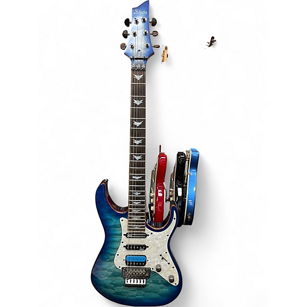 Used Schecter Guitar Research Omen Extreme 6 Floyd Rose Blue Solid Body Electric Guitar