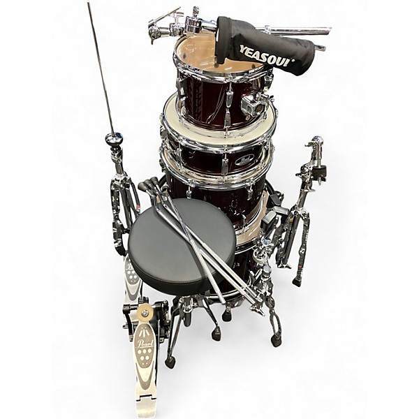 Used Pearl 4 Piece Roadshow Crimson Red Trans Drum Kit