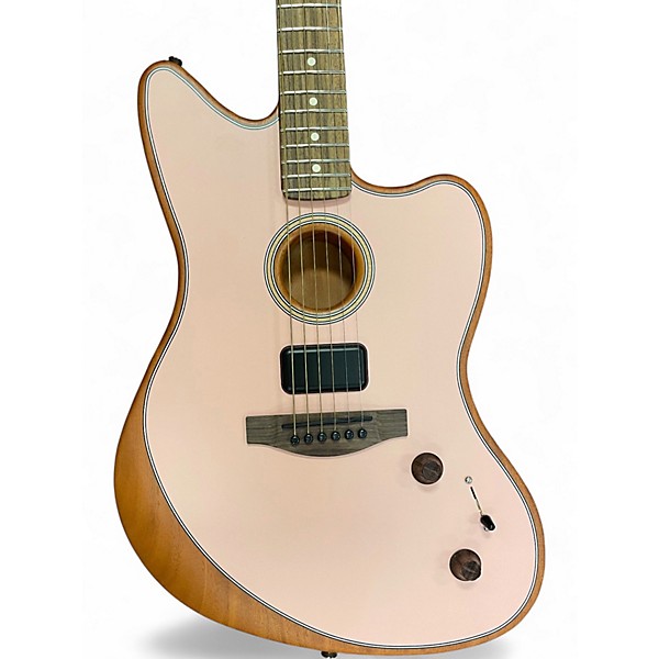 Used Fender Standard Acoustasonic Jazzmaster Shell Pink Acoustic Electric Guitar