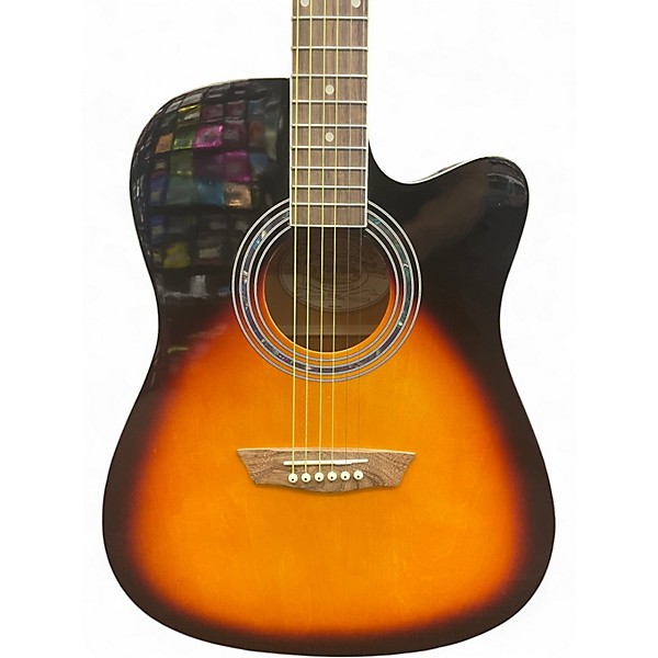 Used Washburn WA90CE 3 Color Sunburst Acoustic Electric Guitar