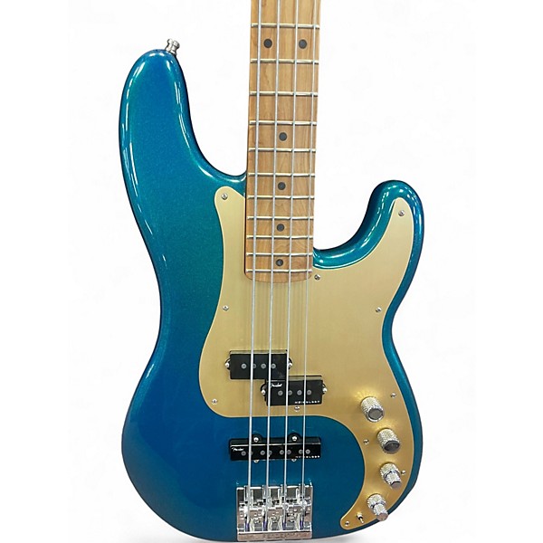 Used Fender American Ultra Precision Bass Metallic Aqua Marine Electric Bass Guitar
