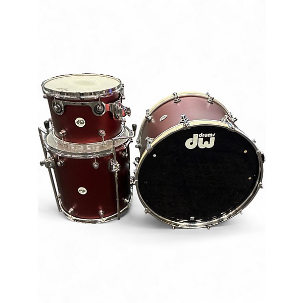 Used DW 3 Piece Design Series matte Red Drum Kit