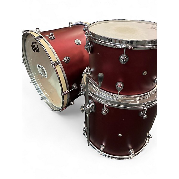 Used DW 3 Piece Design Series matte Red Drum Kit