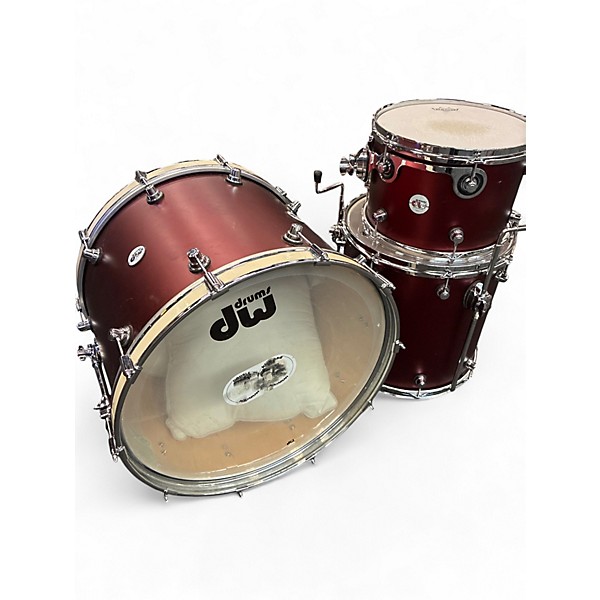 Used DW 3 Piece Design Series matte Red Drum Kit