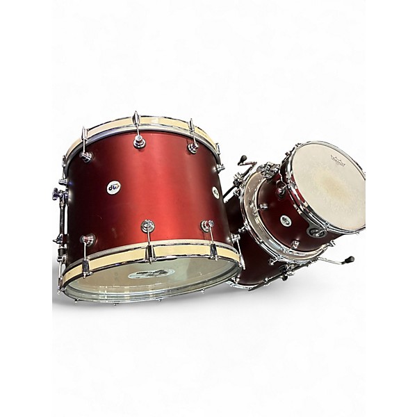 Used DW 3 Piece Design Series matte Red Drum Kit