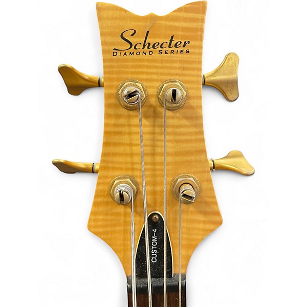 Used Schecter Guitar Research Stiletto Custom 4 String Natural Electric Bass Guitar
