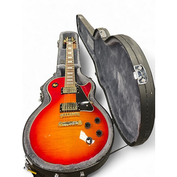 Used 2003 Epiphone Les Paul Custom Cherry Sunburst Solid Body Electric Guitar