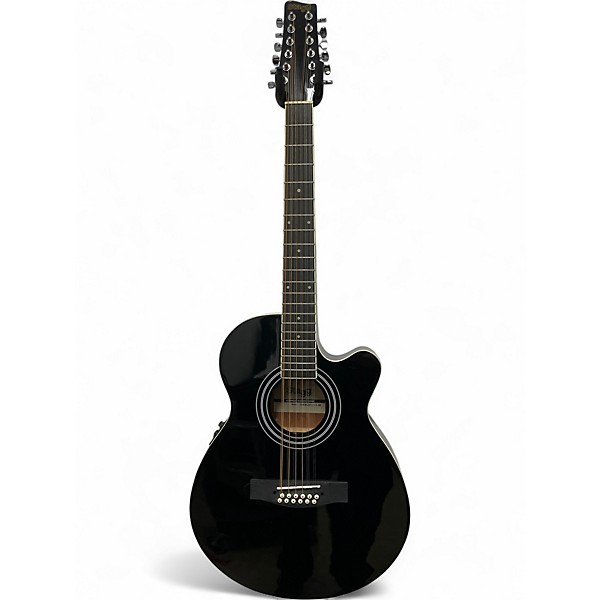 Used Stagg SA40MJCFI Black 12 String Acoustic Electric Guitar