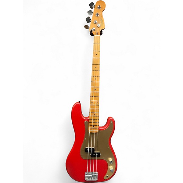 Used Squier 40th anniversary 40th precision Satin Red Electric Bass Guitar