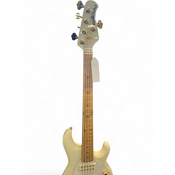 Used Ernie Ball Music Man Stingray HH 5 String white and gold Electric Bass Guitar