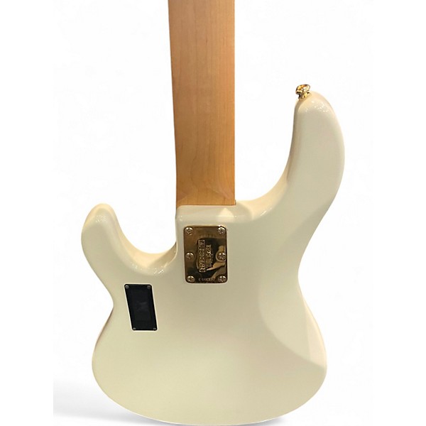 Used Ernie Ball Music Man Stingray HH 5 String white and gold Electric Bass Guitar