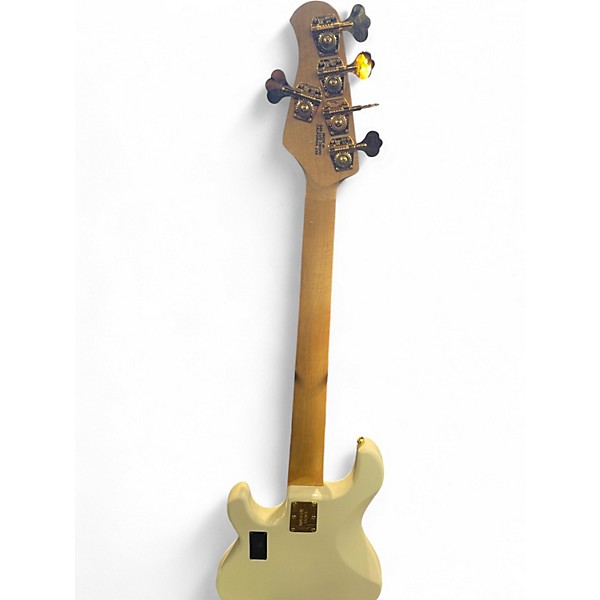Used Ernie Ball Music Man Stingray HH 5 String white and gold Electric Bass Guitar