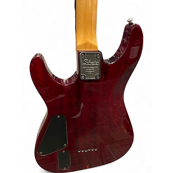 Used Schecter Guitar Research Hellraiser Deluxe Crimson Red Trans Solid Body Electric Guitar
