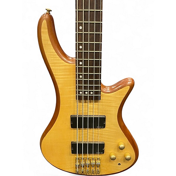 Used Schecter Guitar Research Stiletto Custom 5 String Natural Electric Bass Guitar
