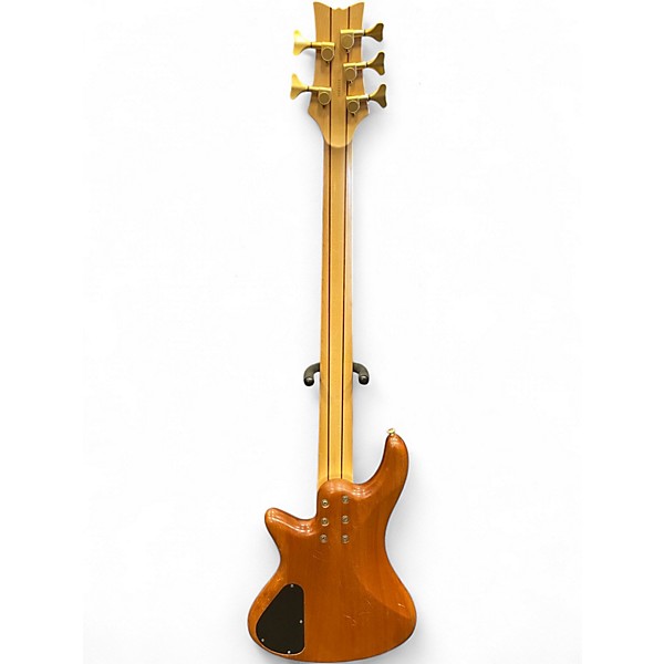 Used Schecter Guitar Research Stiletto Custom 5 String Natural Electric Bass Guitar