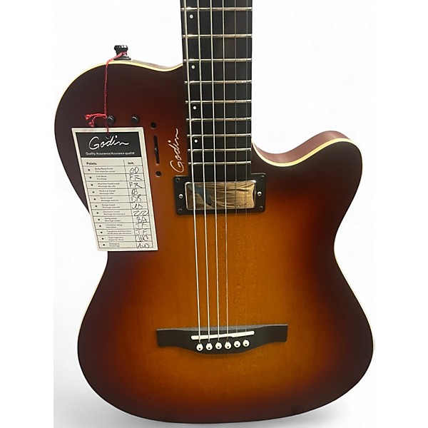 Used Godin A6 Ultra Baritone burnt ember Acoustic Electric Guitar