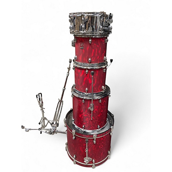 Used Premier 5 Piece england red satin swirl Drum Kit