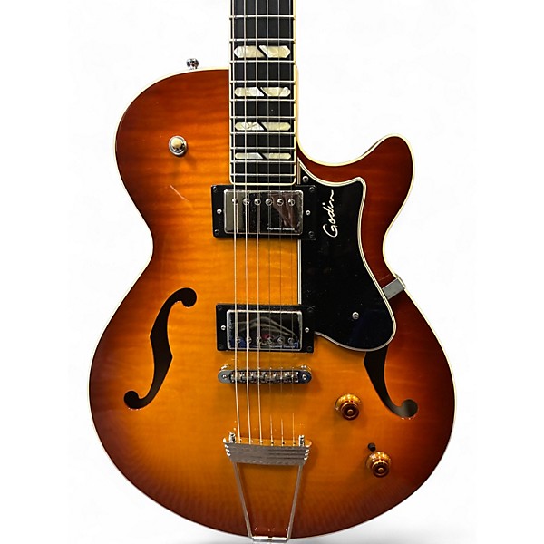 Used Godin Montreal Premiere Supreme Lightburst Flame Hollow Body Electric Guitar
