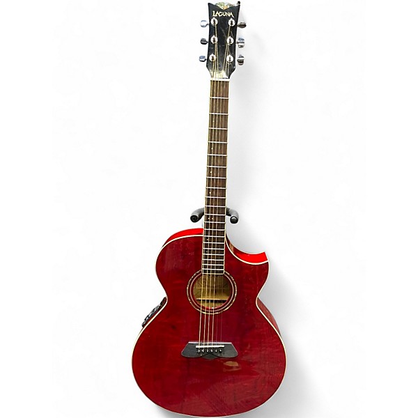 Used Laguna LG4CETR Trans Red Acoustic Electric Guitar