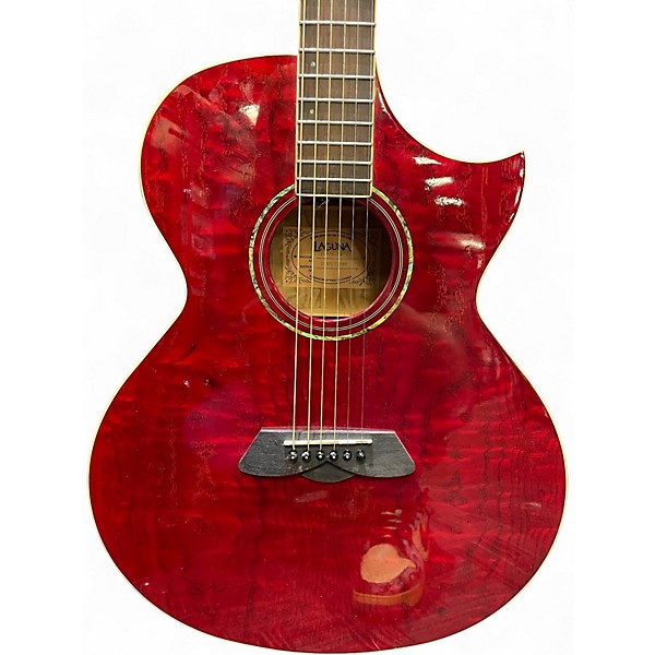 Used Laguna LG4CETR Trans Red Acoustic Electric Guitar