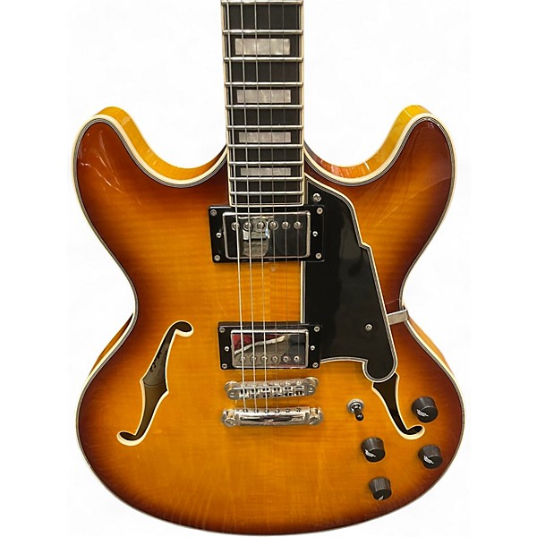 Used D'Angelico Premier Series DC 2 Tone Sunburst Hollow Body Electric Guitar