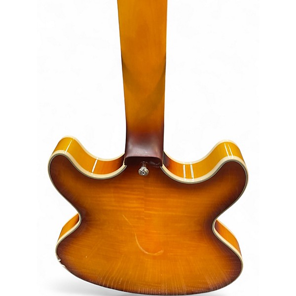 Used D'Angelico Premier Series DC 2 Tone Sunburst Hollow Body Electric Guitar