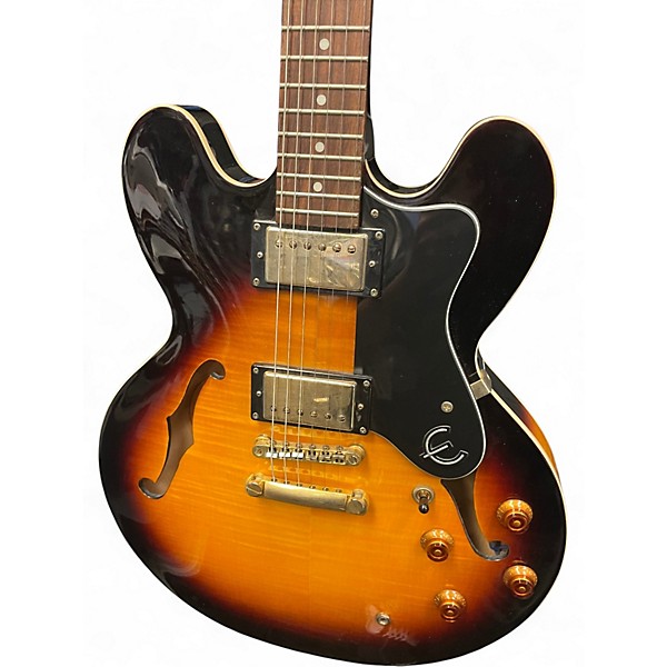 Used Epiphone Dot Deluxe Flametop 2 Color Sunburst Hollow Body Electric Guitar