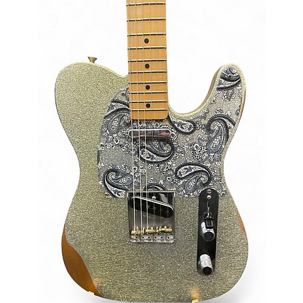 Used Fender Brad Paisley Road Worn Telecaster Silver Sparkle Solid Body Electric Guitar