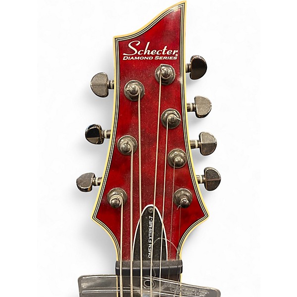 Used Schecter Guitar Research OMEN EXTREME 7 Red Solid Body Electric Guitar