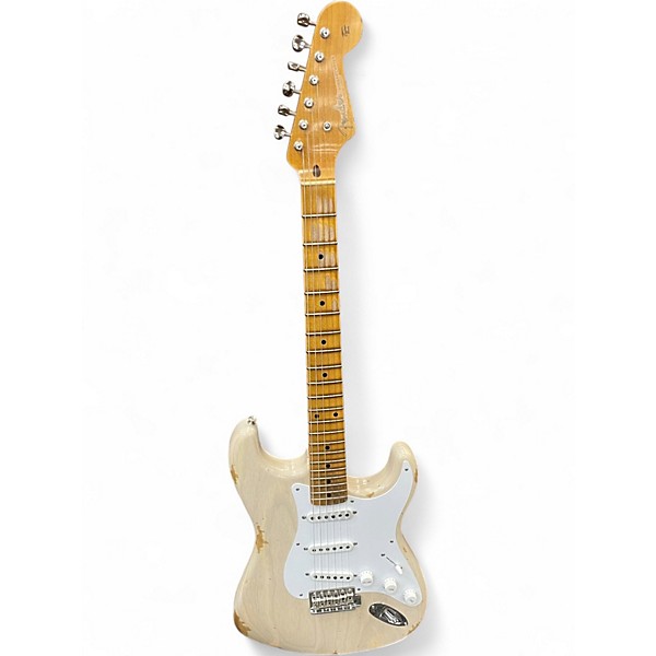 Used Fender LTD FAT 54 SRAT REL/CC Aged White Blonde Solid Body Electric Guitar