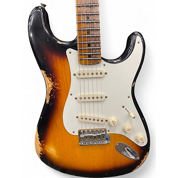 Used 2025 Fender CUSTOM SHOP B4 1957 RELIC STRATOCASTERTR 2 Color Sunburst Solid Body Electric Guitar
