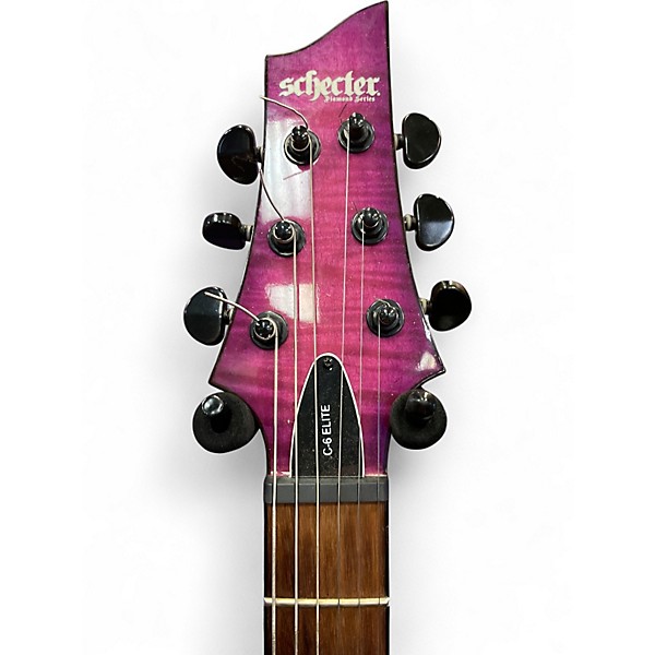 Used Schecter C-6 elite Trans Purple Solid Body Electric Guitar