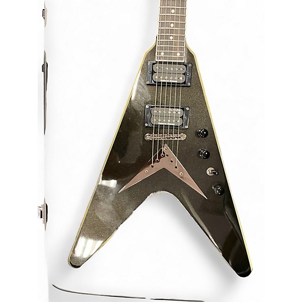 Used Epiphone Dave Mustaine Flying V Custom Metallic Black Solid Body Electric Guitar
