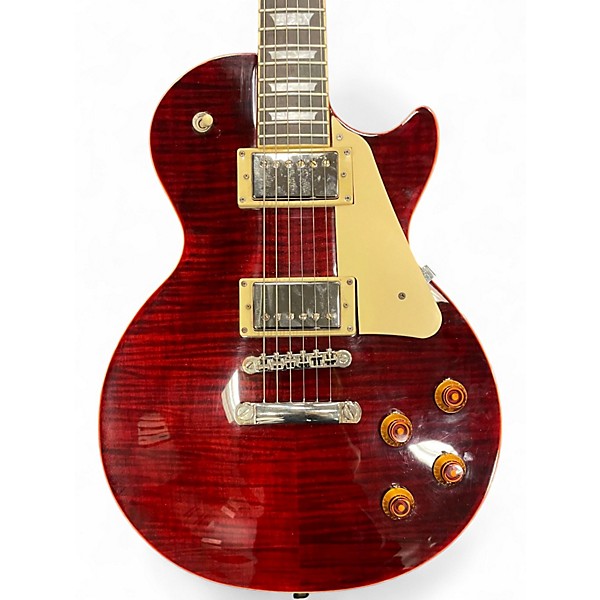 Used 2003 Epiphone Les Paul 1960 Tribute Plus Black Cherry Solid Body Electric Guitar
