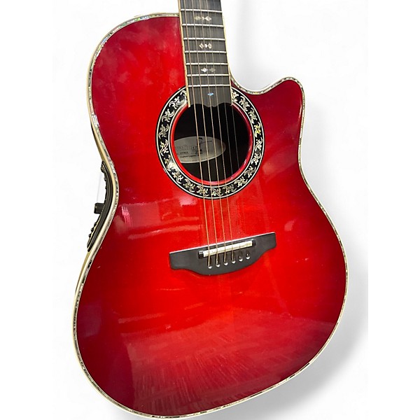 Used Ovation C779LX Crimson Red Burst Acoustic Electric Guitar