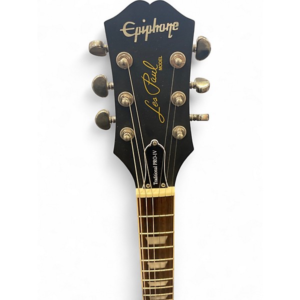 Used Epiphone Les Paul Traditional Pro IV Worn Ebony Solid Body Electric Guitar