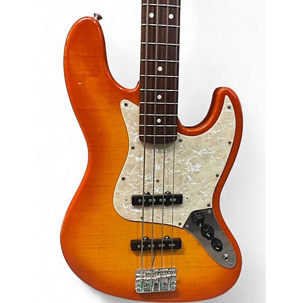 Used Fender MIJ Foto Flame Jazz Bass Sunburst Electric Bass Guitar