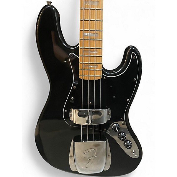 Vintage 1977 Fender Jazz Bass Black Electric Bass Guitar