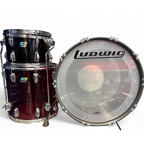 Used Ludwig Vistalite 50th Anniversary Fab 3pc Trans Red Drum Kit